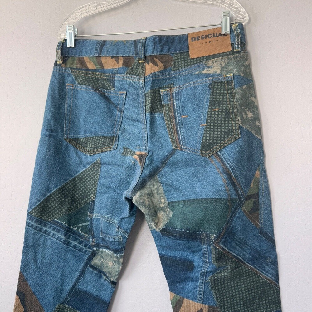 Desigual Patchwork Jeans Denim Camo Accents Unique Design Size‎ 30 - Picture 6 of 10